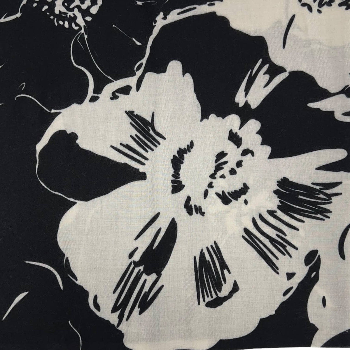 Imprimé floral style croquis sur écharpe de poids moyen : Noir