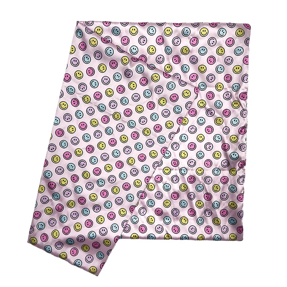 Smiley Satin Pillowcase Bedding Anti Frizz Pillow Case
