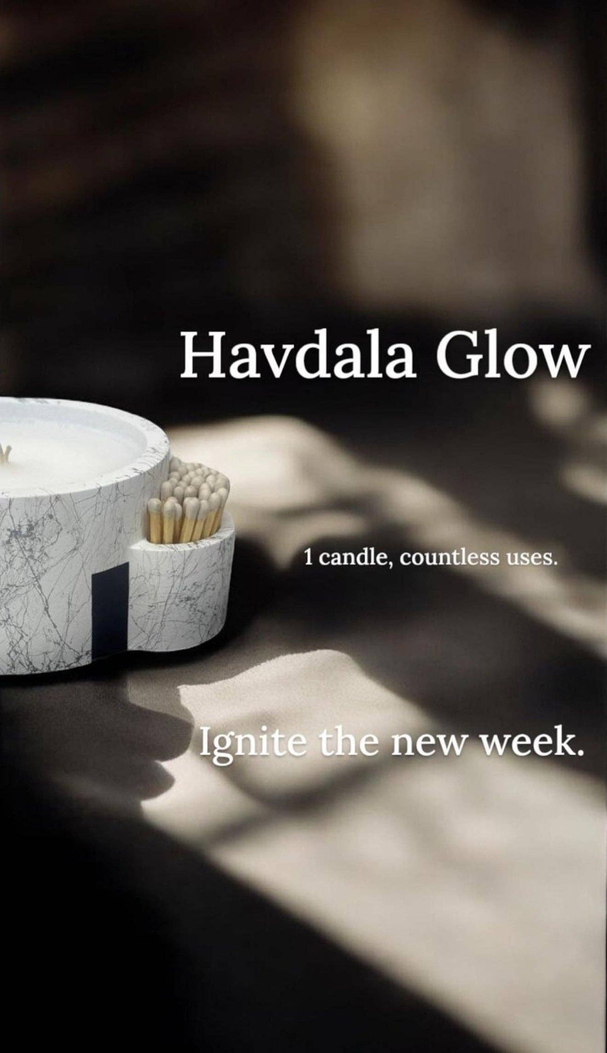 Marbre blanc et gris - Bougie Havdalah Glow