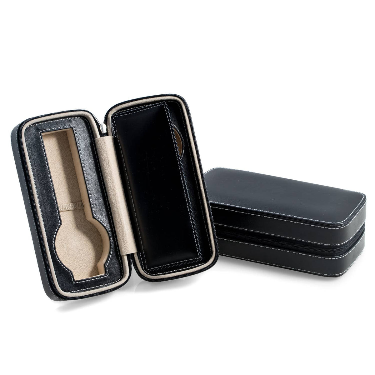 Leather Double Watch Travel Case