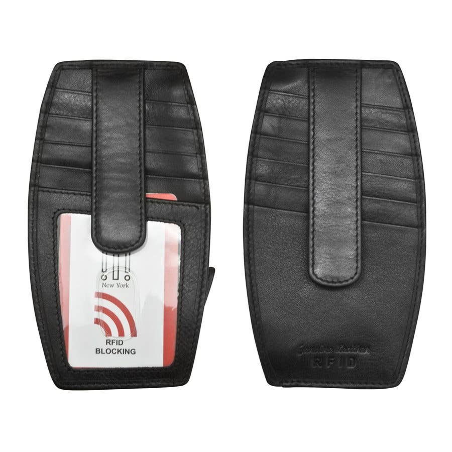 Porte-cartes en cuir avec poche zippée