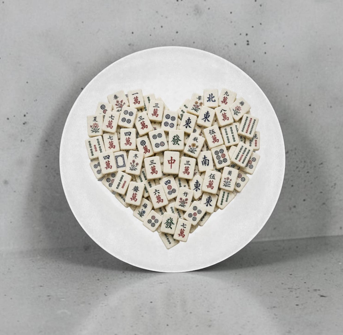 Mahjong Tiles Heart Serving Board   