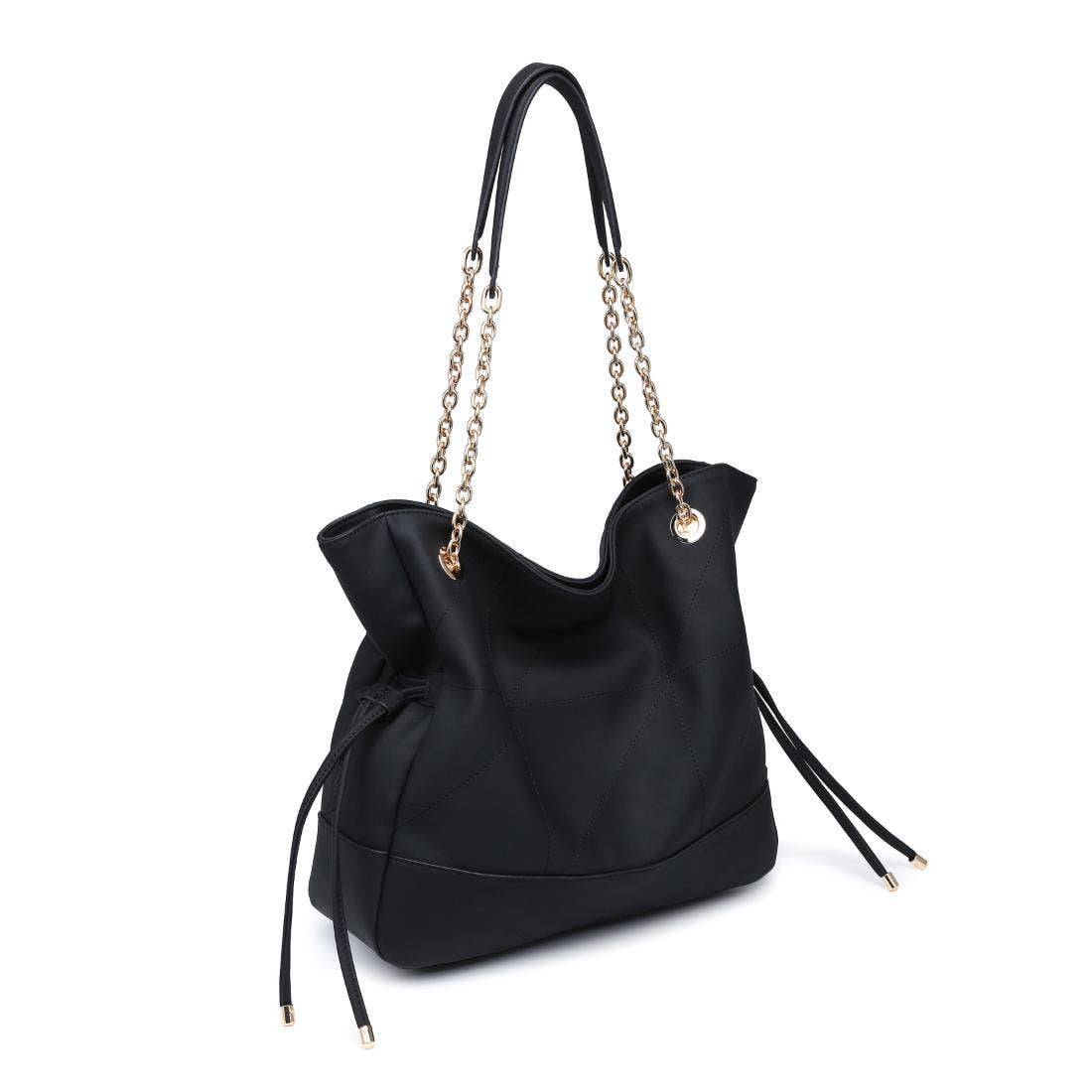 Sac cabas matelassé à cordon - noir