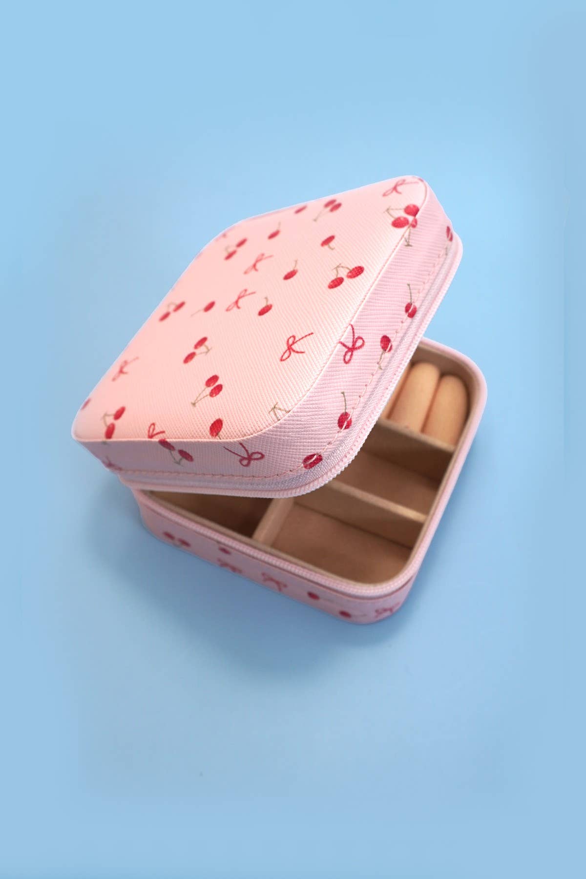 JEWELRY ORGANIZER TRAVEL BOX CASE, Pink cherry bows