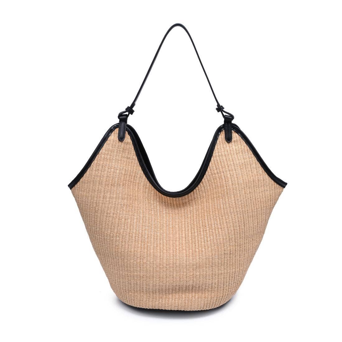 Sac cabas en paille avec bandoulière nouée