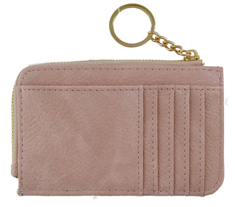 Portefeuille porte-cartes en similicuir rose poudré