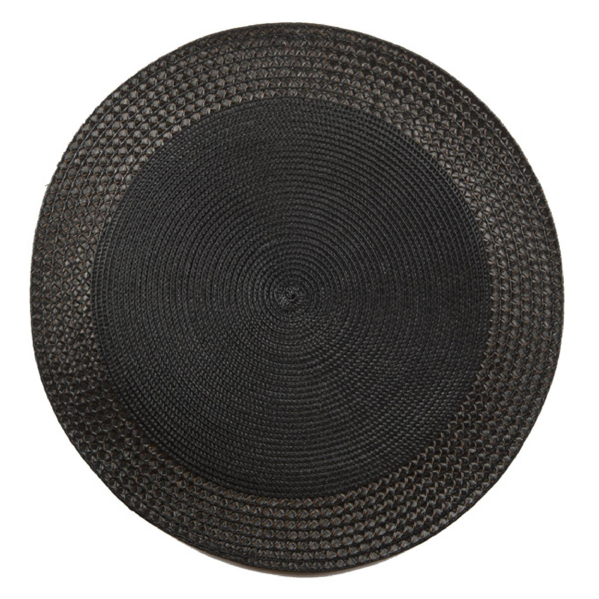 Vinyl Round Placemat With Border - Black