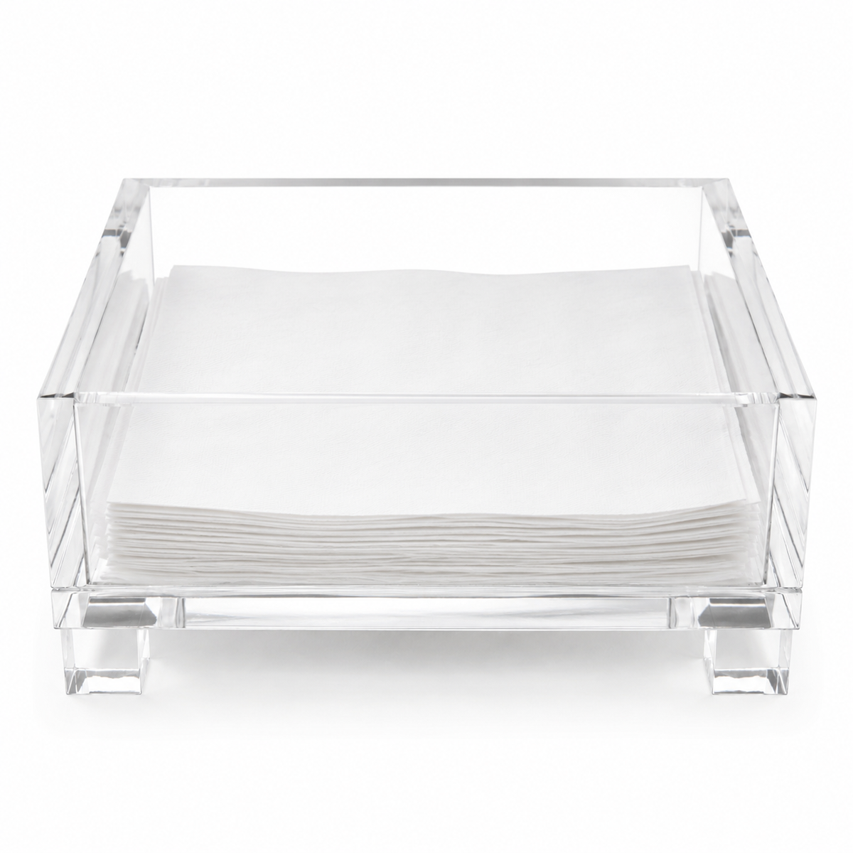 Clear Acrylic Cocktail Napkin Holder, Cube Feet