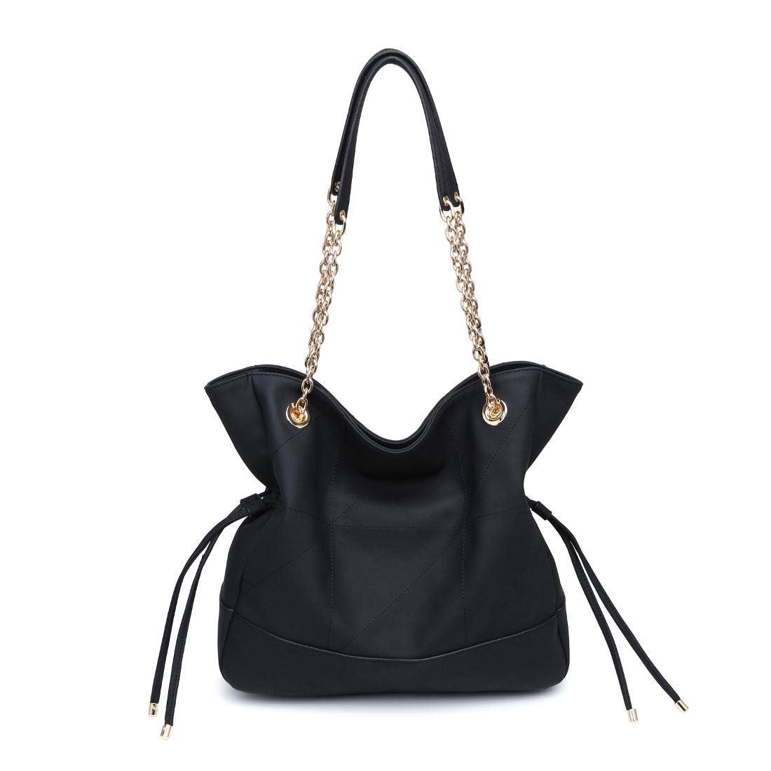 Sac cabas matelassé à cordon - noir