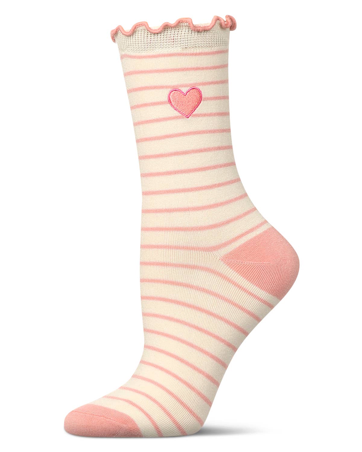Women's Embroidered Heart Striped Socks