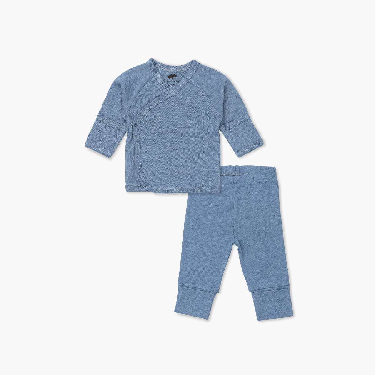 Ensemble Hello Baby - Bleu clair chiné