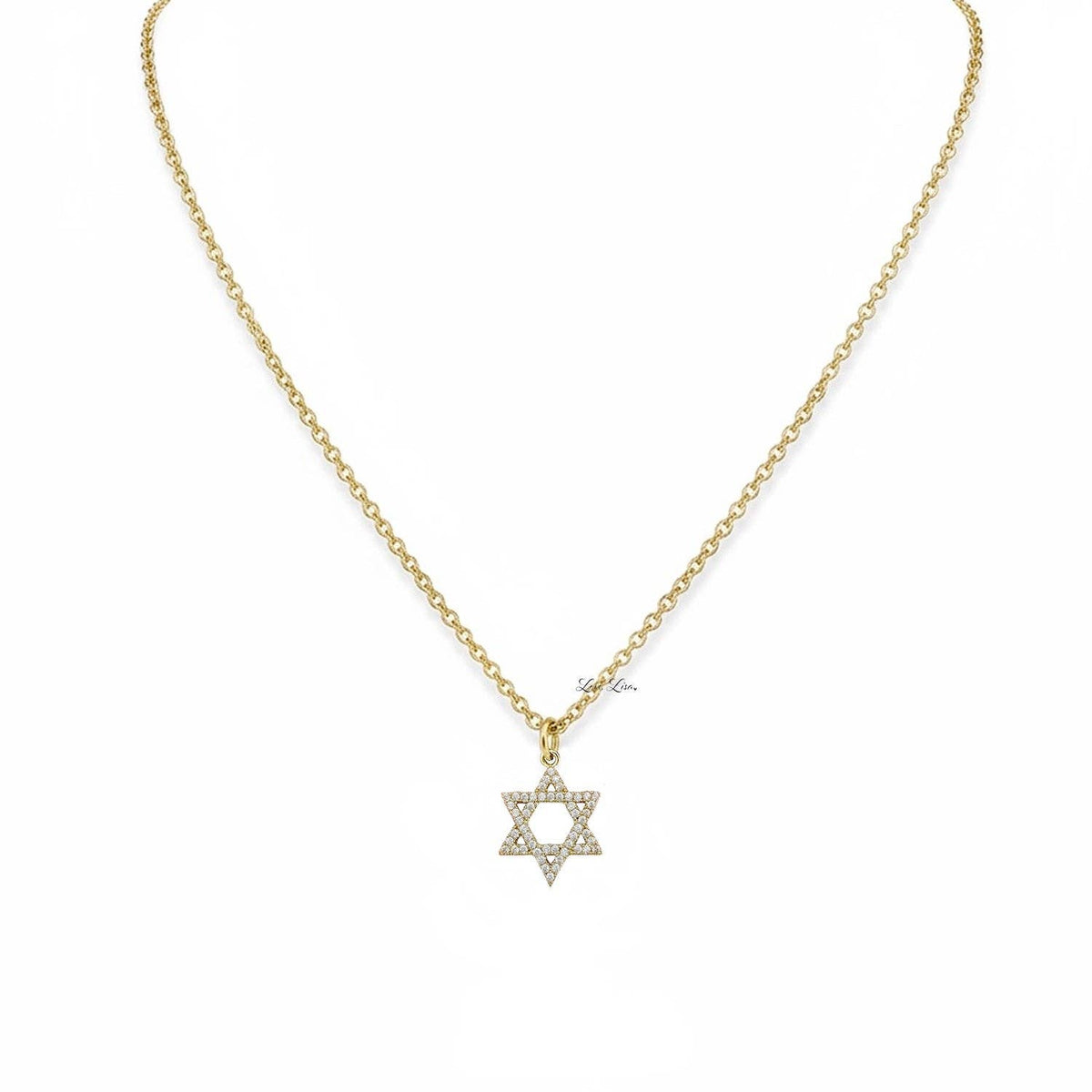 Gold Star of David Necklace