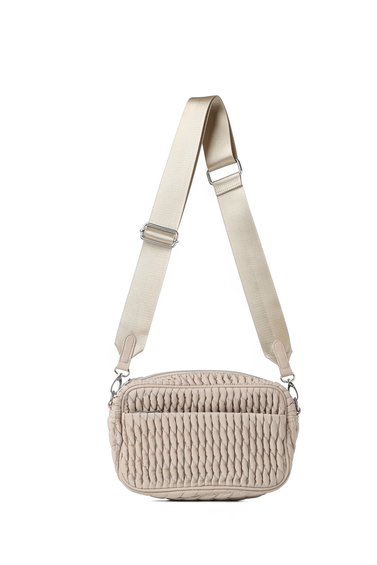 Sac bandoulière en nylon froncé - lin