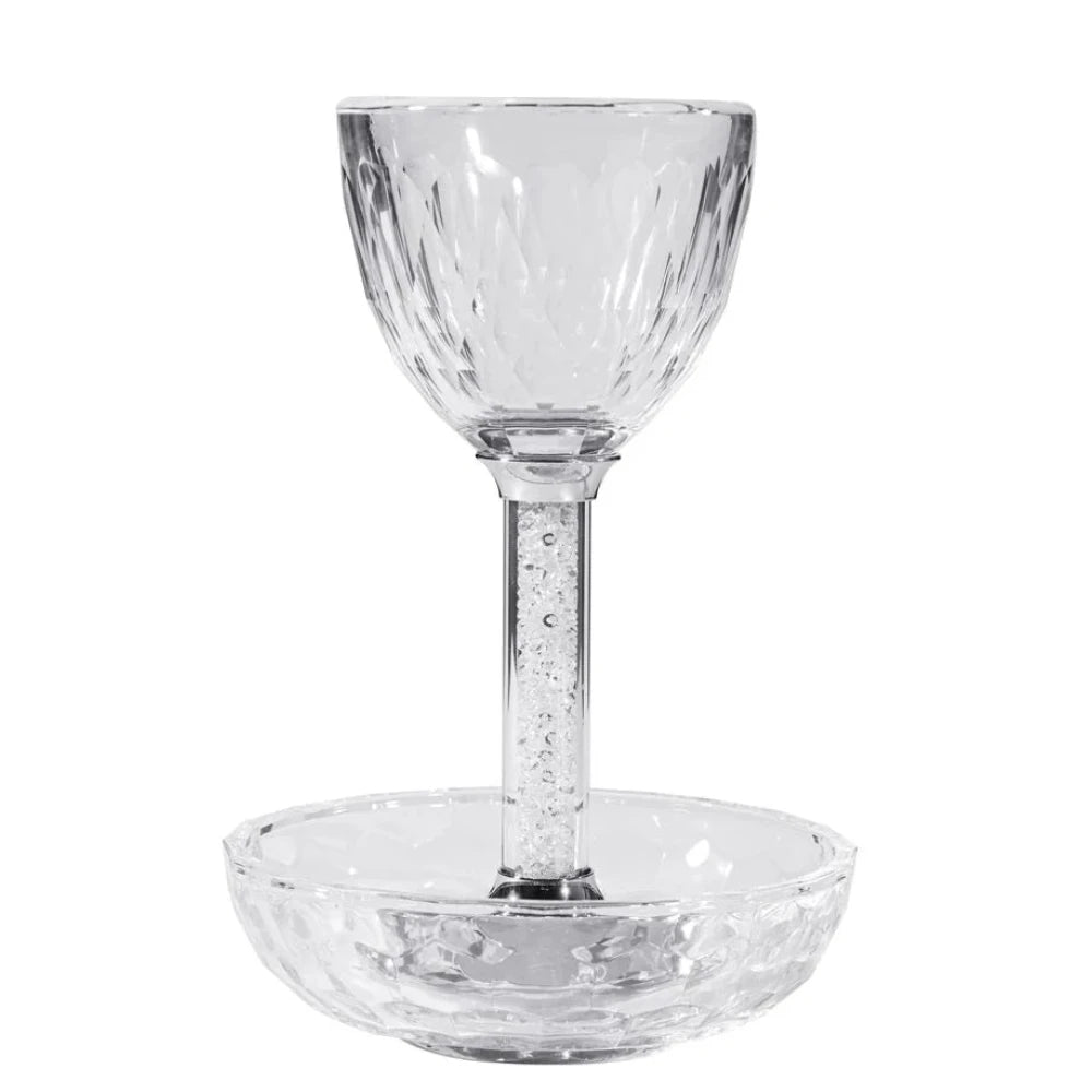 Coupe de Kiddouch en cristal avec pierres précieuses transparentes