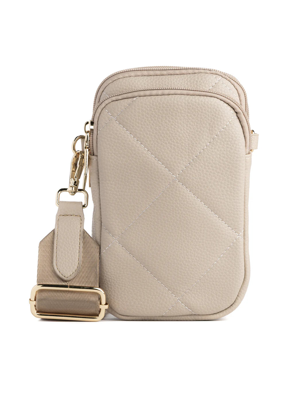 Vegan leather Phone Crossbody- taupe