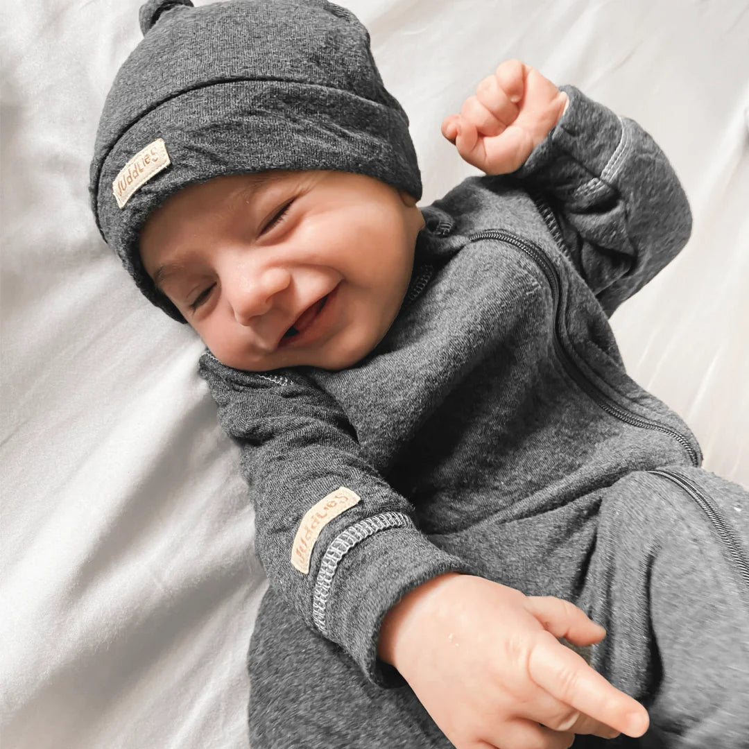 Baby Footed Two-Way Zipper Sleep- Charcoal Grey Fleck