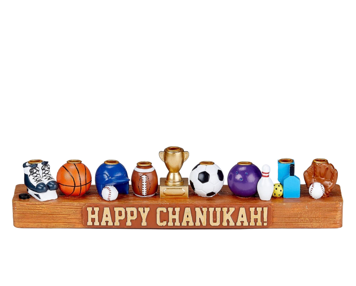 Hand-painted sports menorah