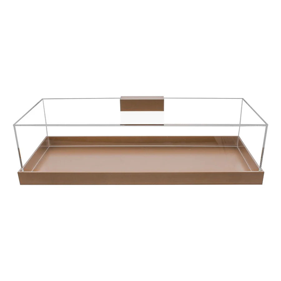 Lucite Tray with gold base and handle - large