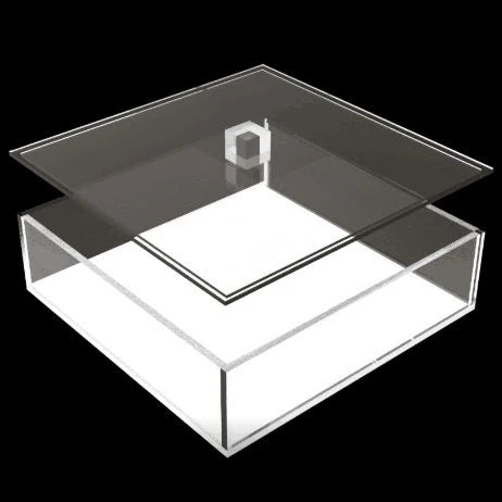 Boîte à matza en Lucite transparente avec base blanche - grande