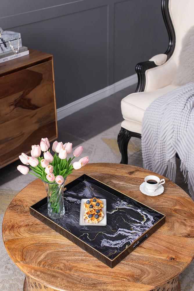 Black marble design decorative Tray - medium