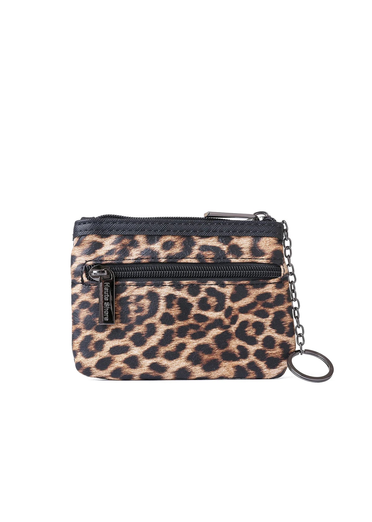 Étui à cartes en cuir végétalien à motif guépard