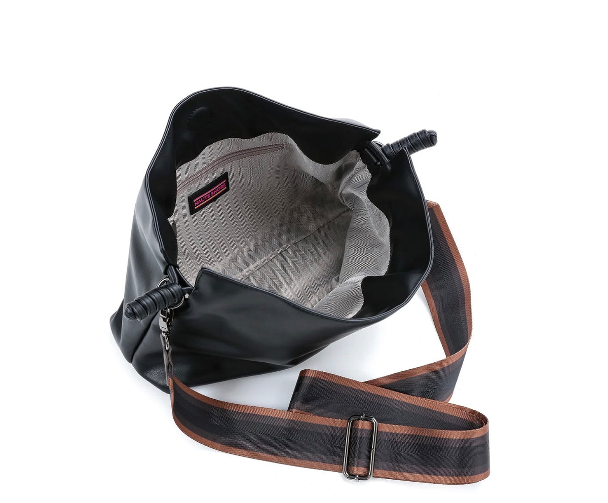 Convertible vegan leather crossbody - black