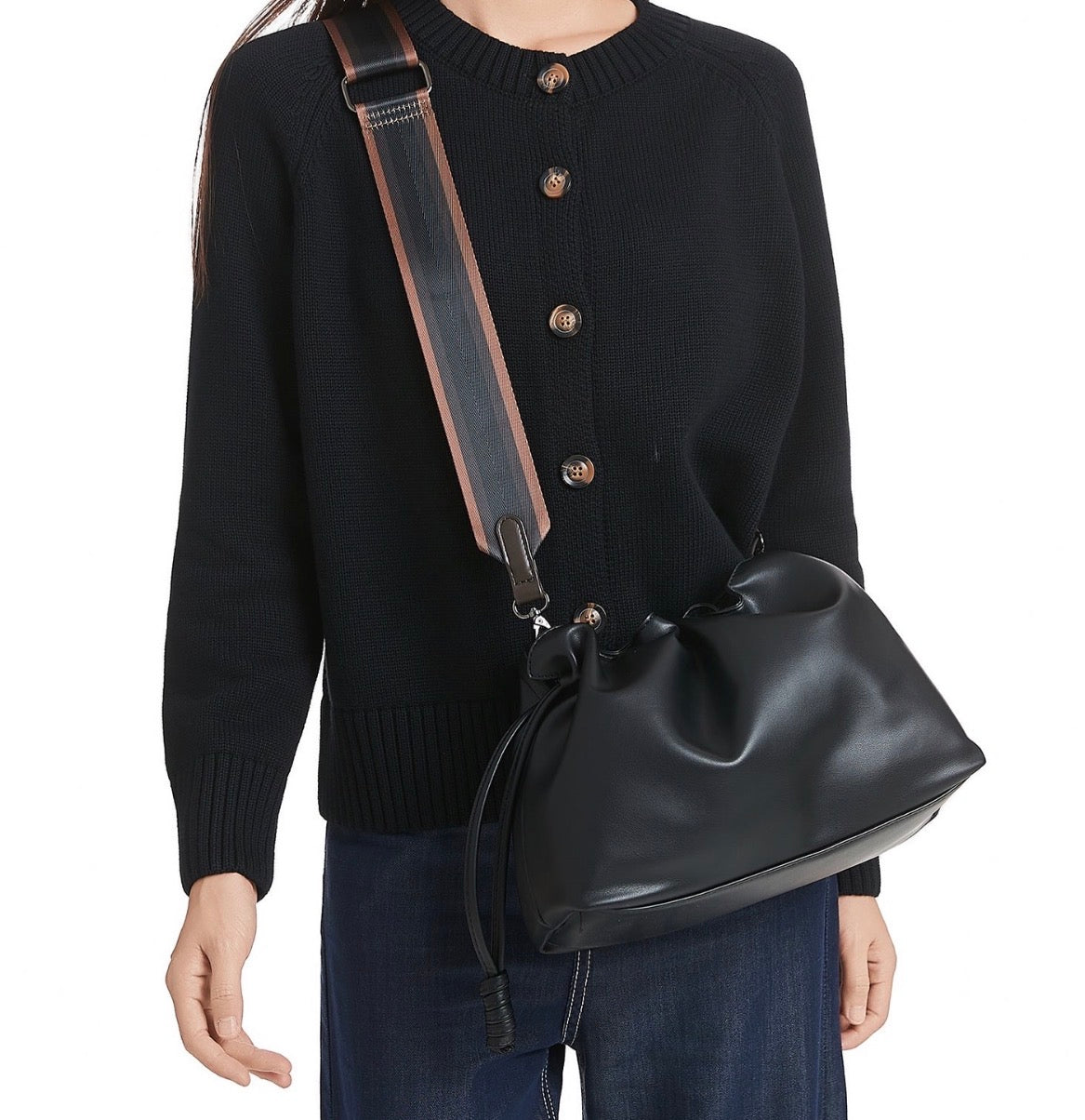 Convertible vegan leather crossbody - black