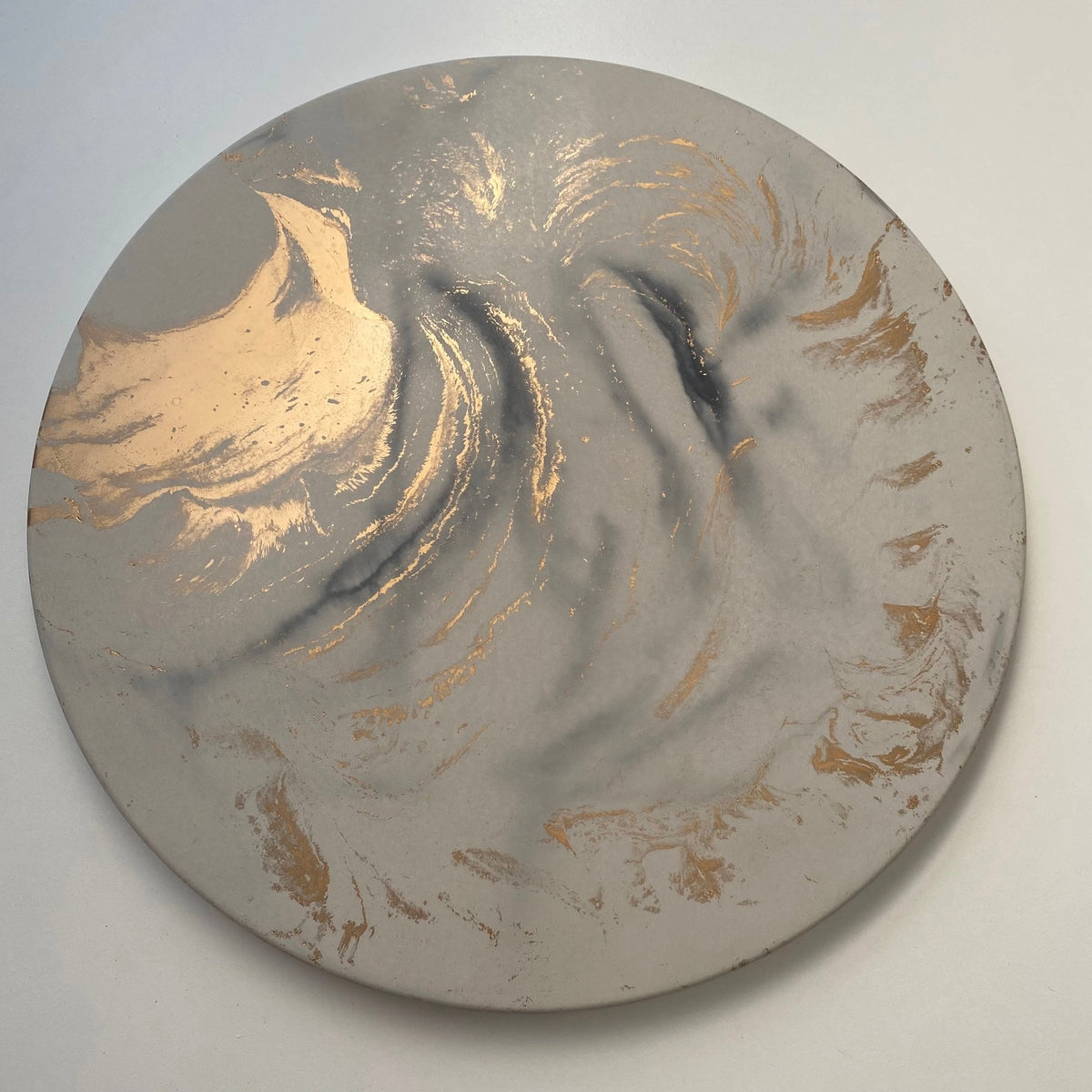 White, black and gold marble Concrete Lazy Susan