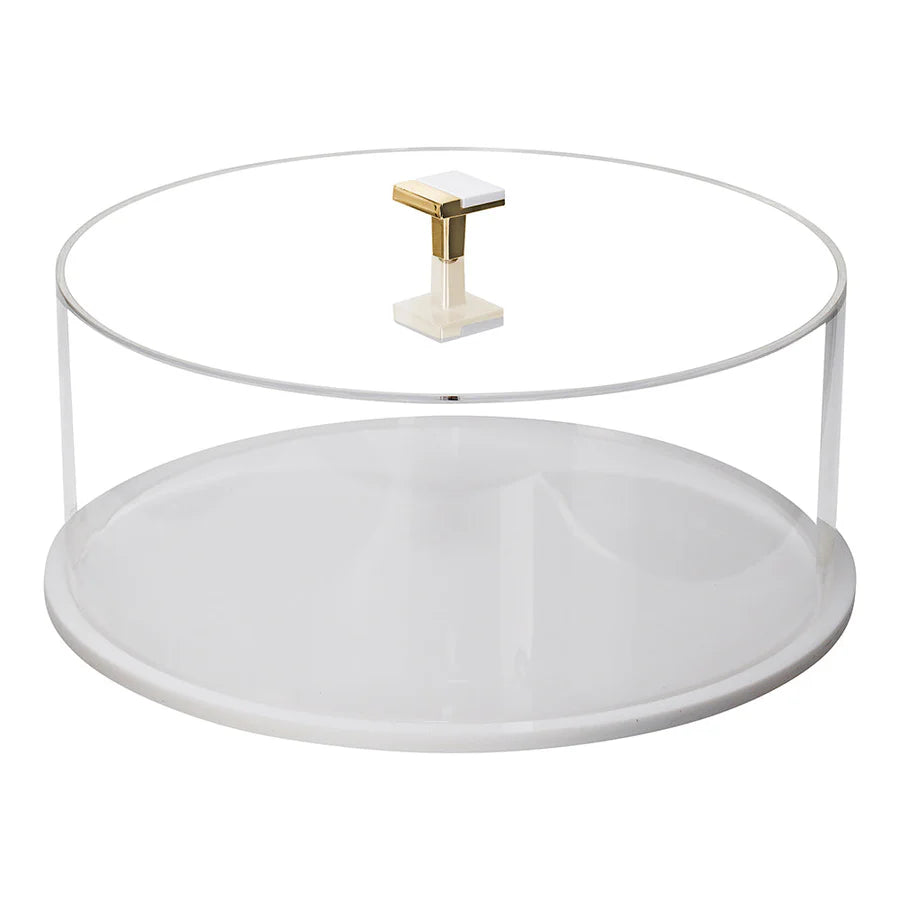 Cloche à gâteau avec poignée en métal doré 