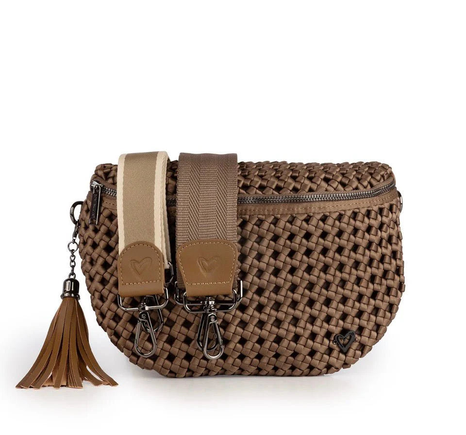 Woven Hand-knotted crossbody bag - taupe