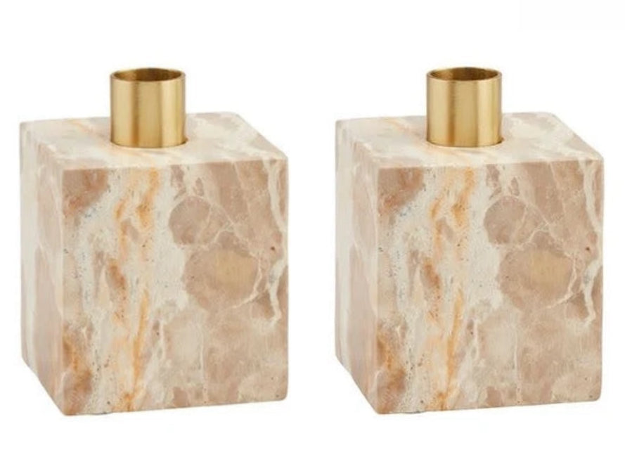 Lot de 2 porte-cônes en marbre beige