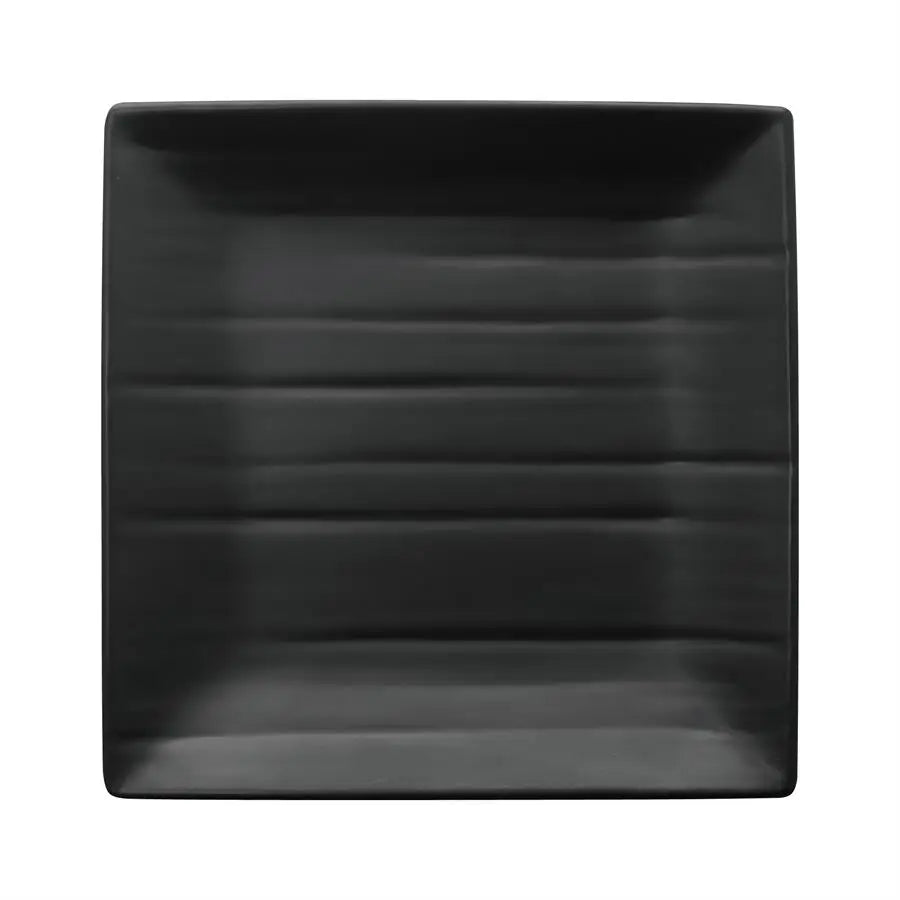 Assiette carrée Gourmet en mélamine satinée noire