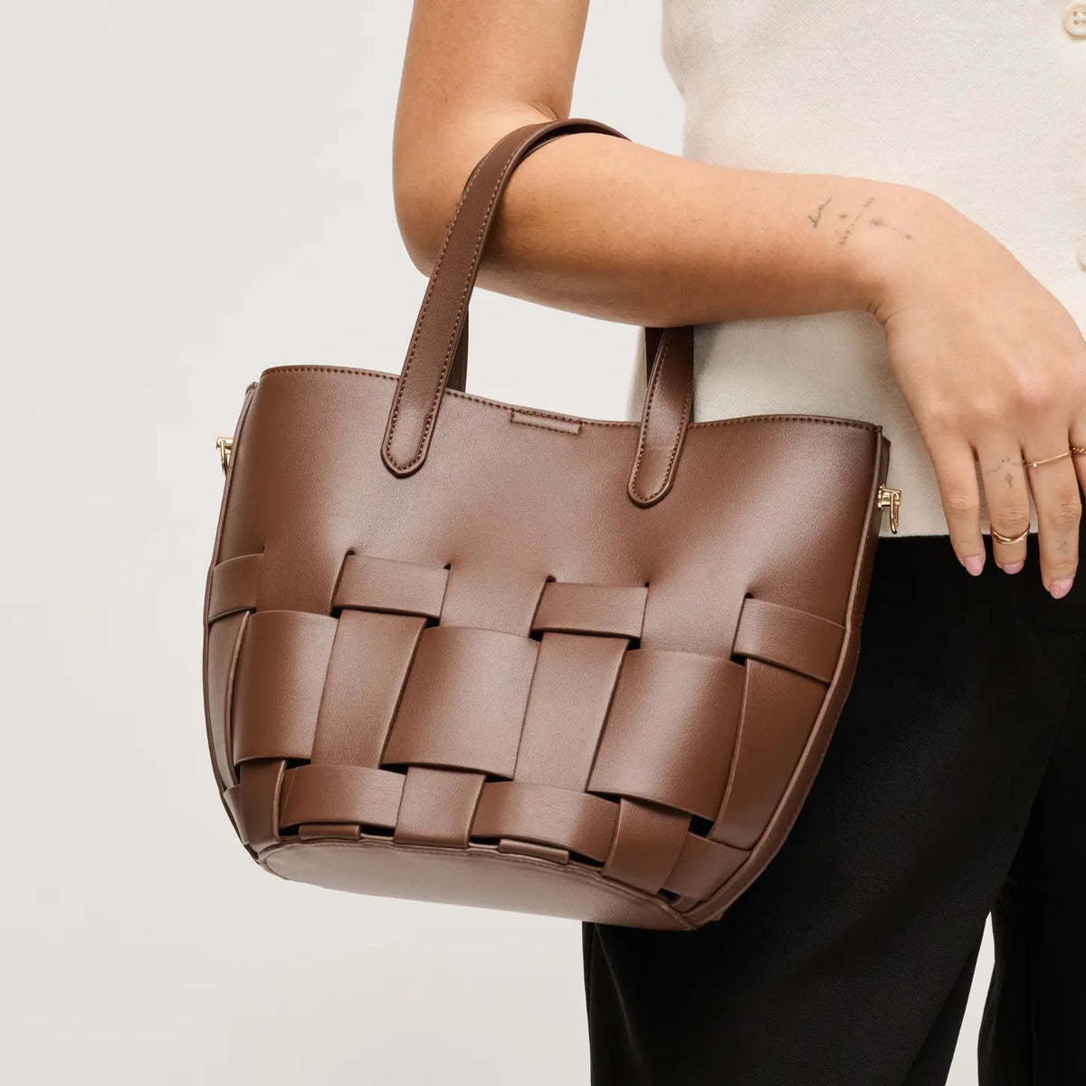 Sac cabas à panneaux tissés - noir