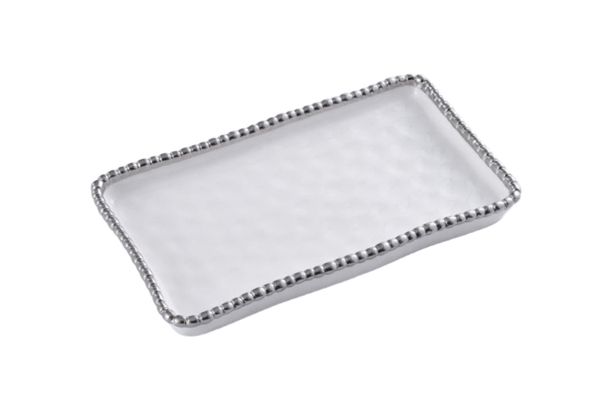Pampa Bay Rectangular Vanity Tray With Silver Beads