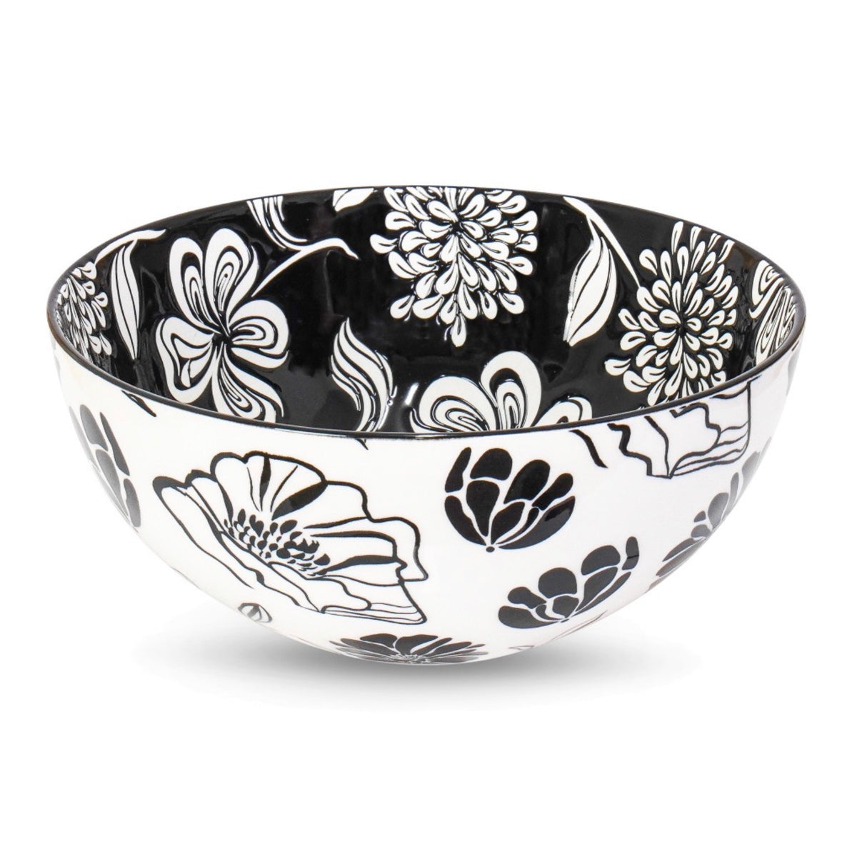 Black and white floral bowl