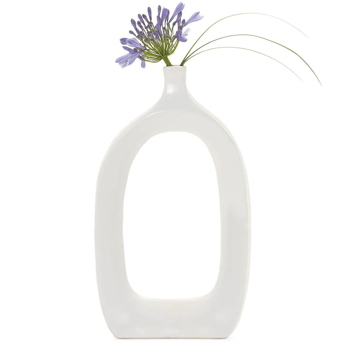 Vase ouvert de 15,75 po de hauteur - Blanc