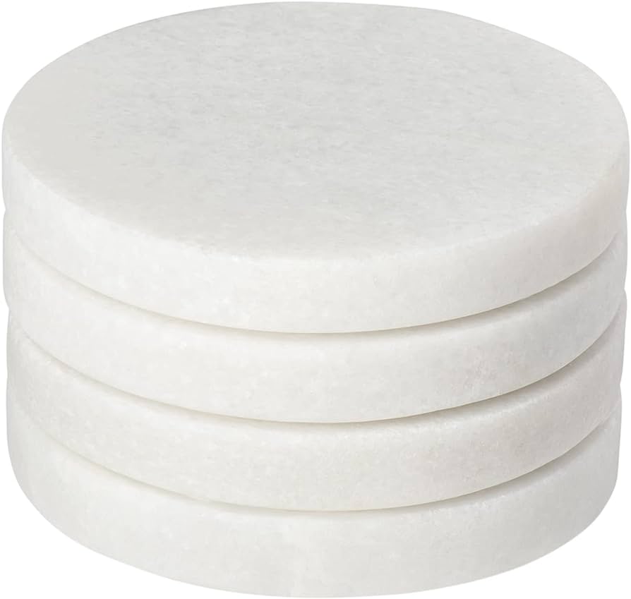 Marble 4 Piece Round Coaster Set