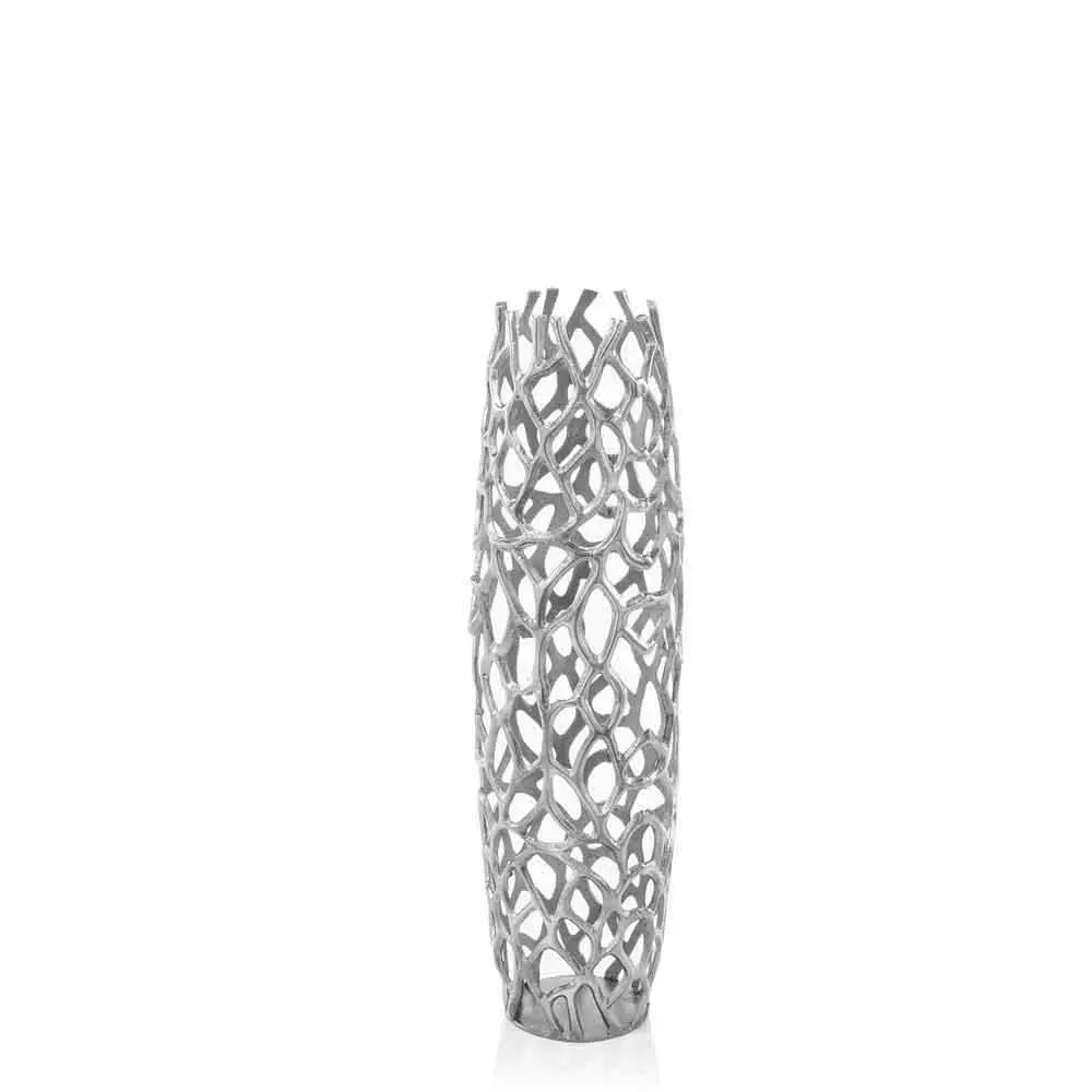 Silver Large Twigs Barrel Floor Vase