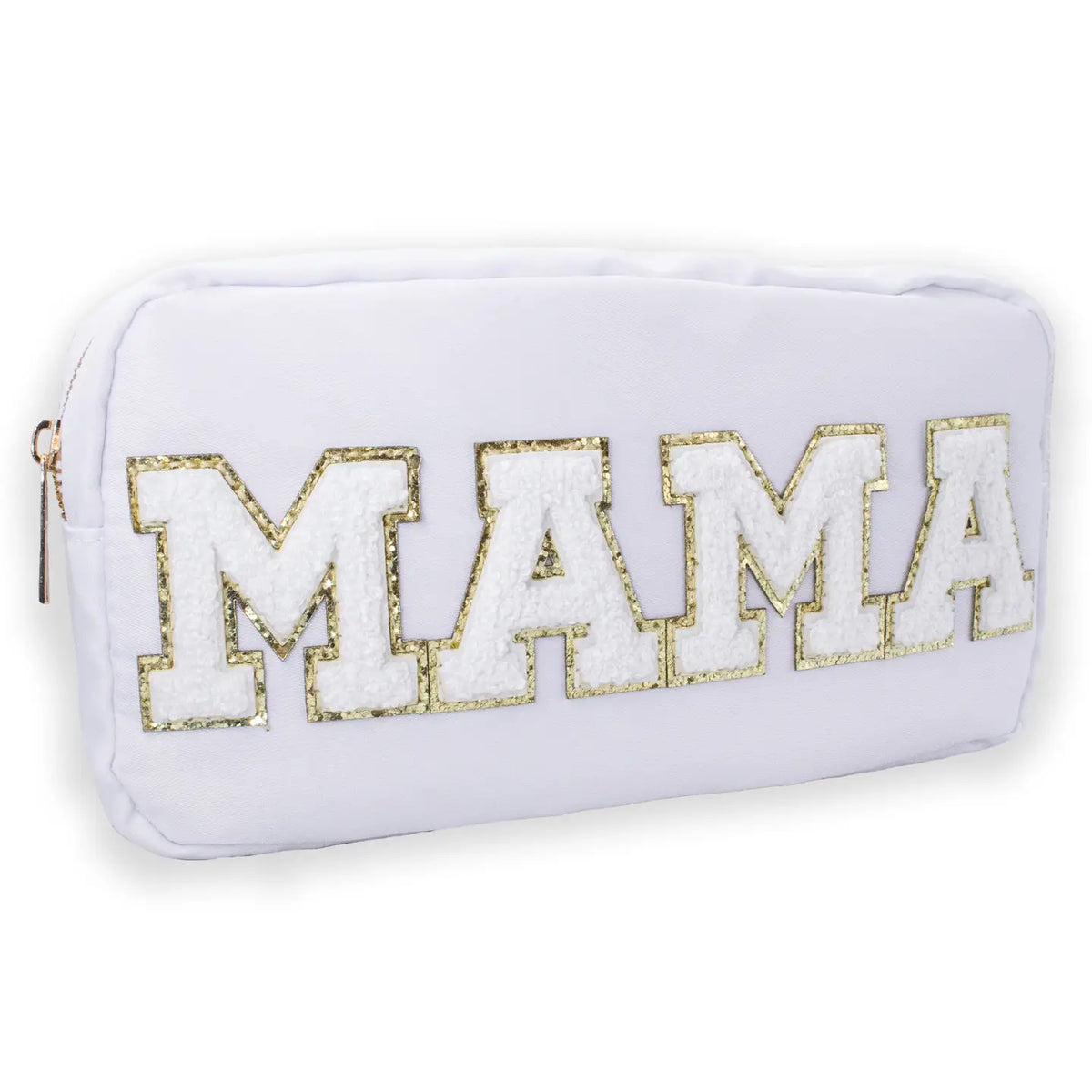 Preppy Nylon Chenille “Mama” Travel Makeup Pouch