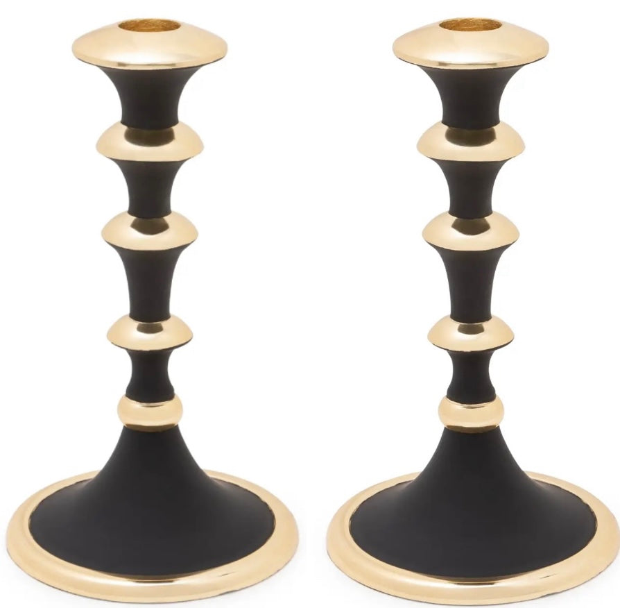 Bougeoir noir et doré - Lot de 2