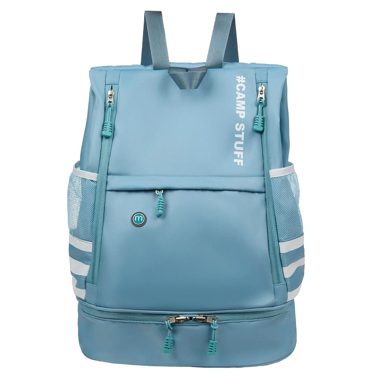 Sac à dos de camping imperméable à rayures latérales sportives - Bleu