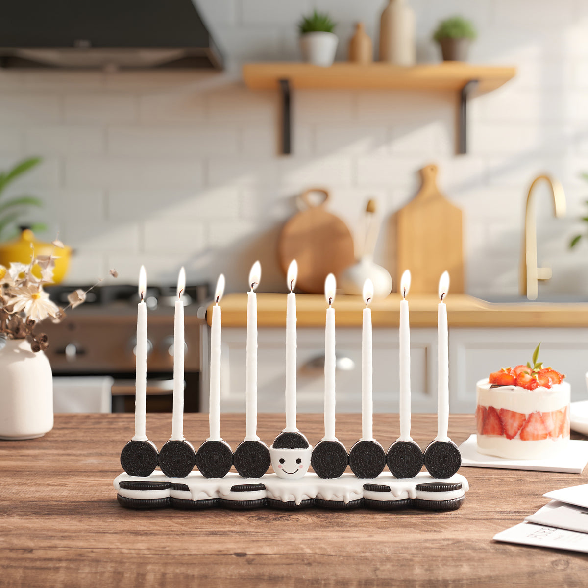 Menorah à biscuits peinte à la main