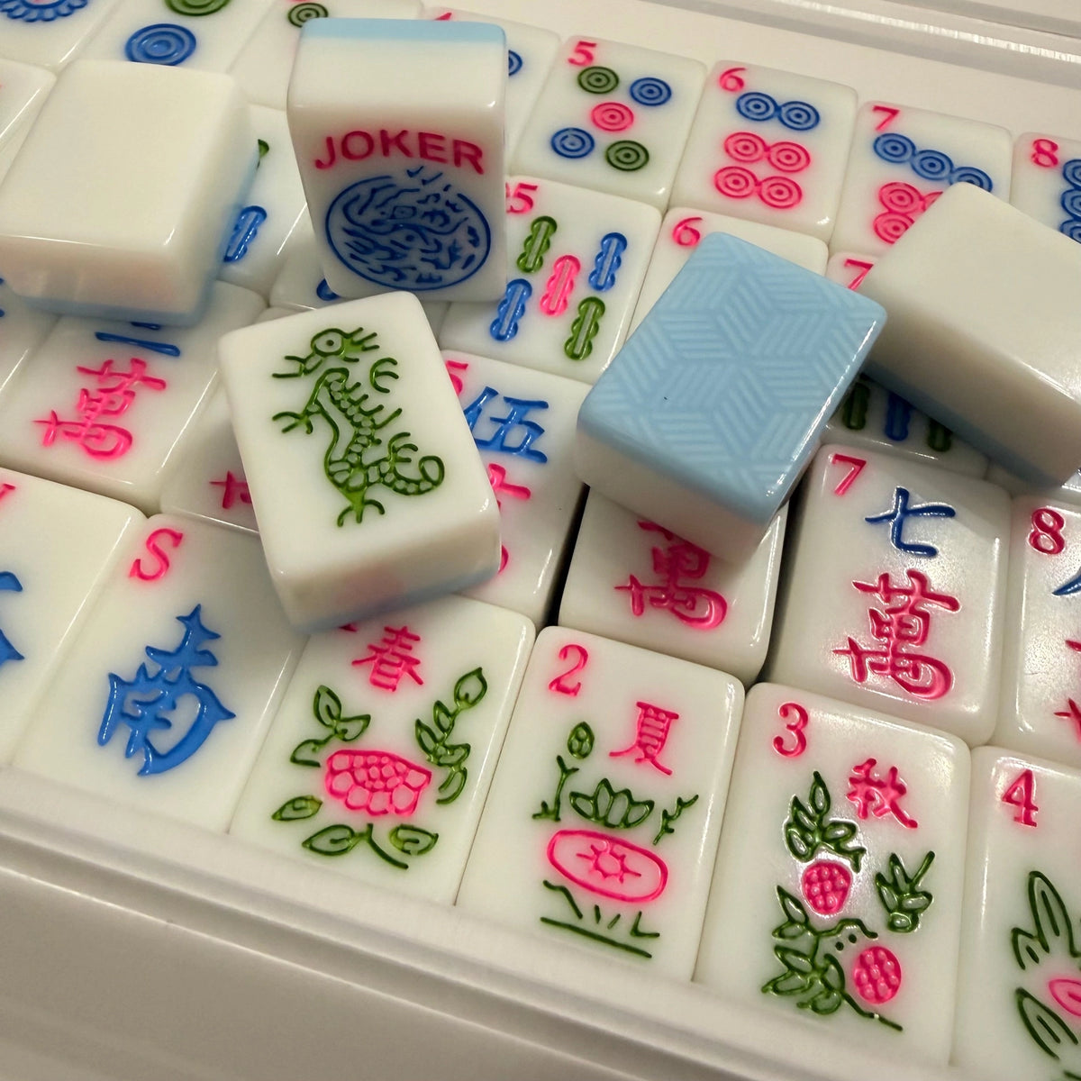 American Mahjong Tiles and Bag set - Blue Garden