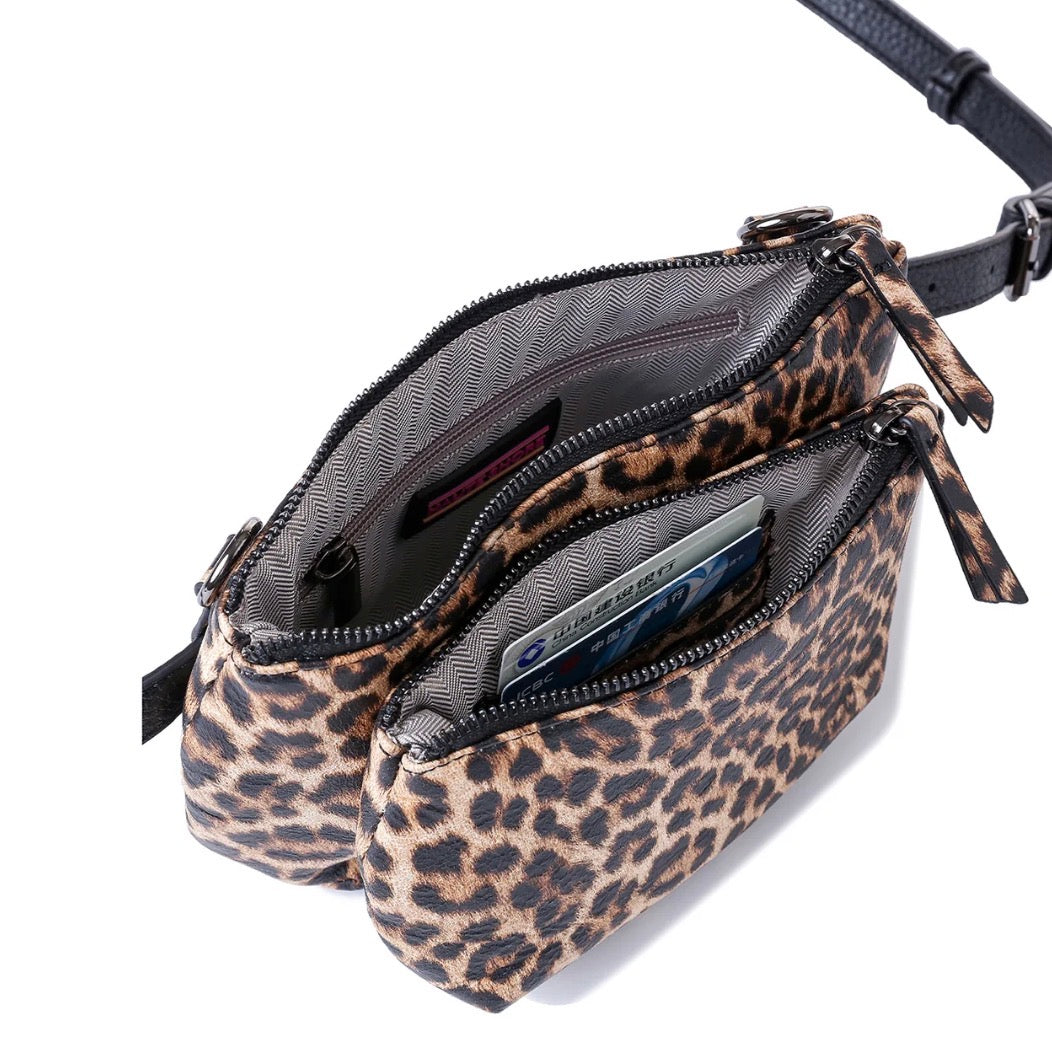 Sac bandoulière en cuir végétalien motif guépard