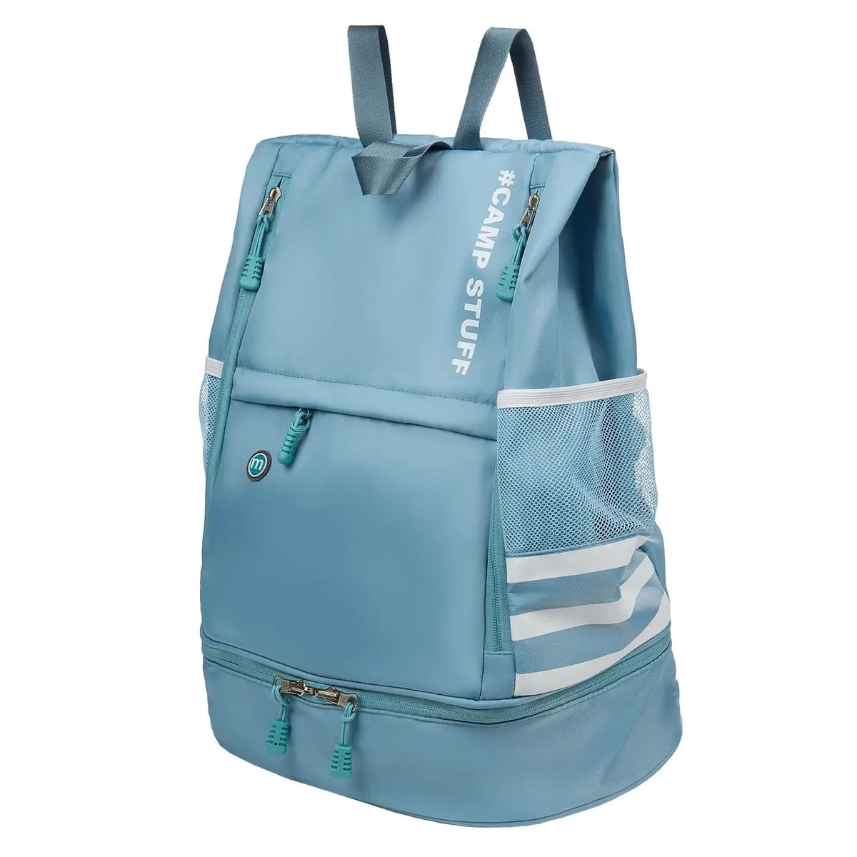 Sac à dos de camping imperméable à rayures latérales sportives - Bleu