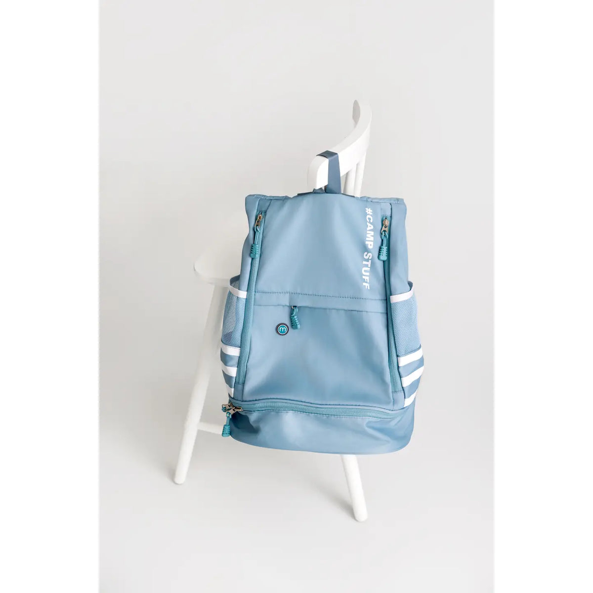 Sac à dos de camping imperméable à rayures latérales sportives - Bleu