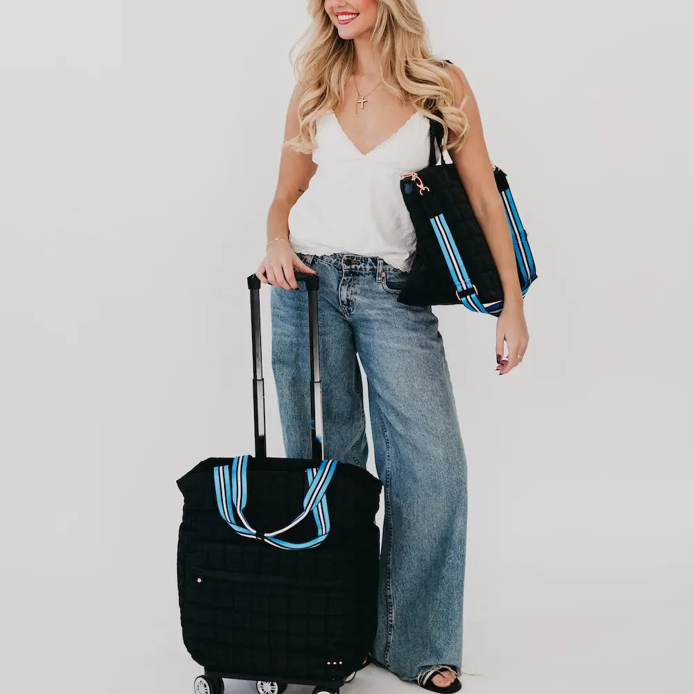 Quilted tote roller bag