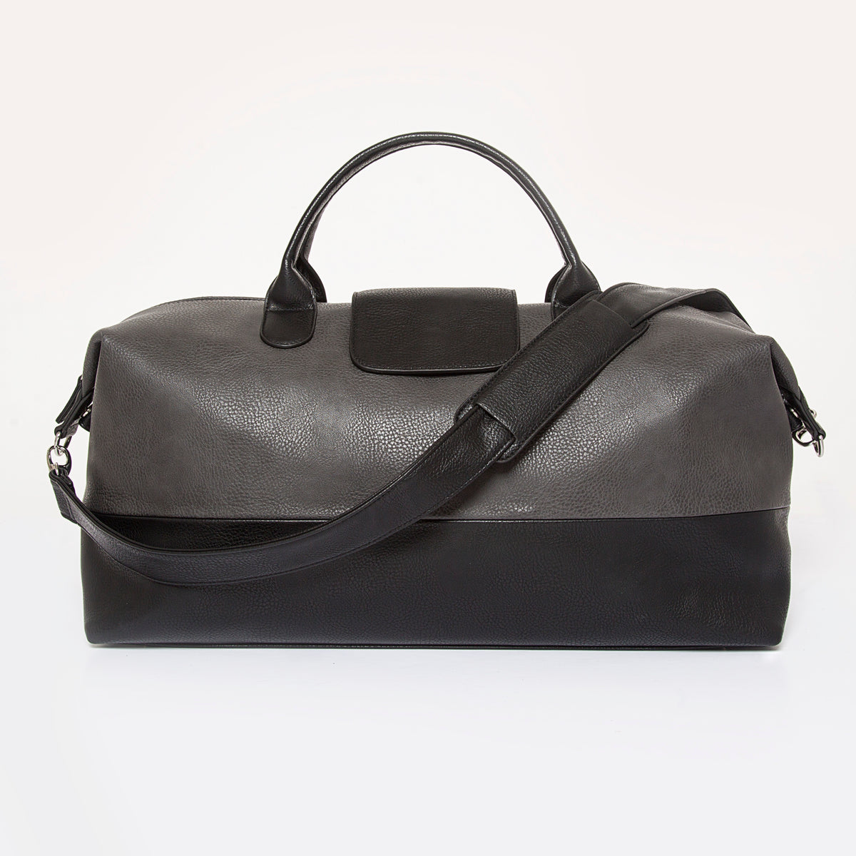 Alpha Leather Duffel Bag - grey and black