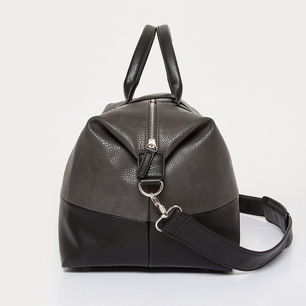 Alpha Leather Duffel Bag - grey and black