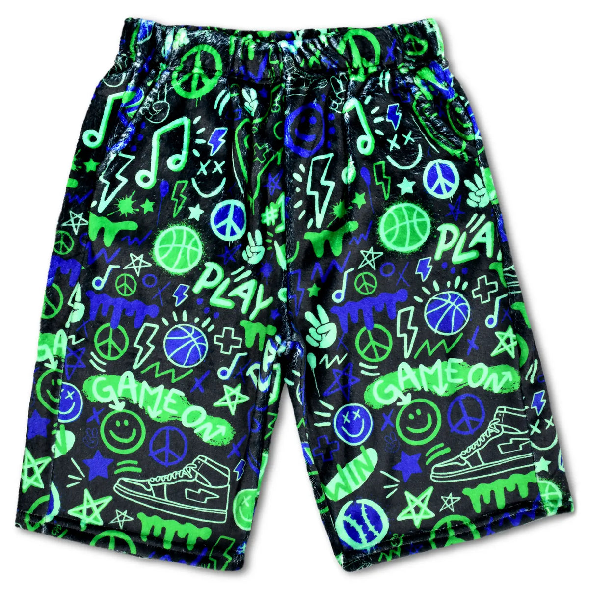 Short de bain en peluche Graffiti Gamer